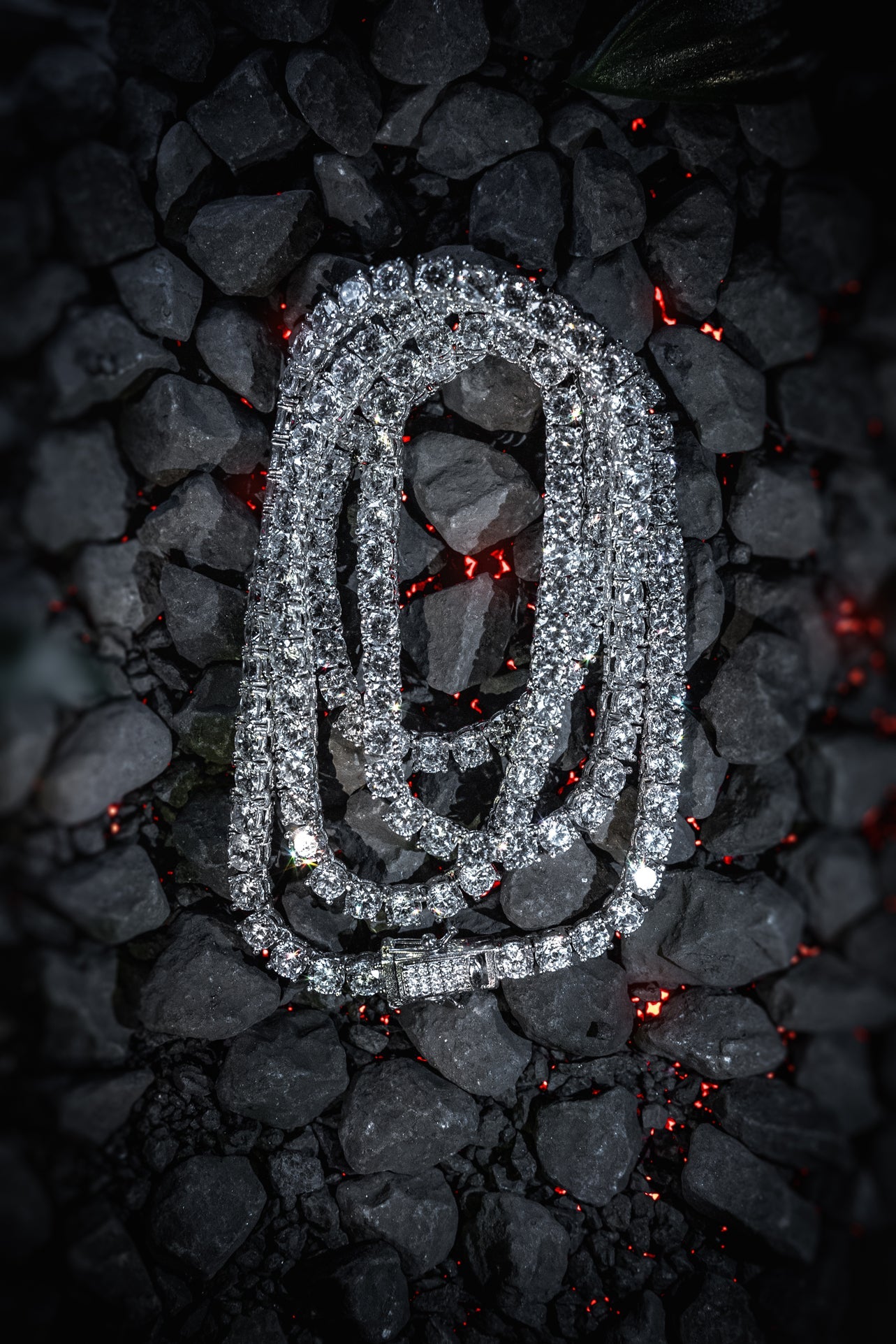 Tennis Iced Out Kette Rund 925 Sterling Silber - Neun - Siebzig