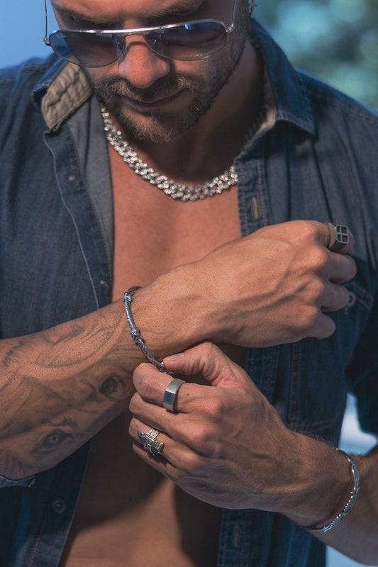 X Stahl Armspange Modeschmuck - Neun - Siebzig