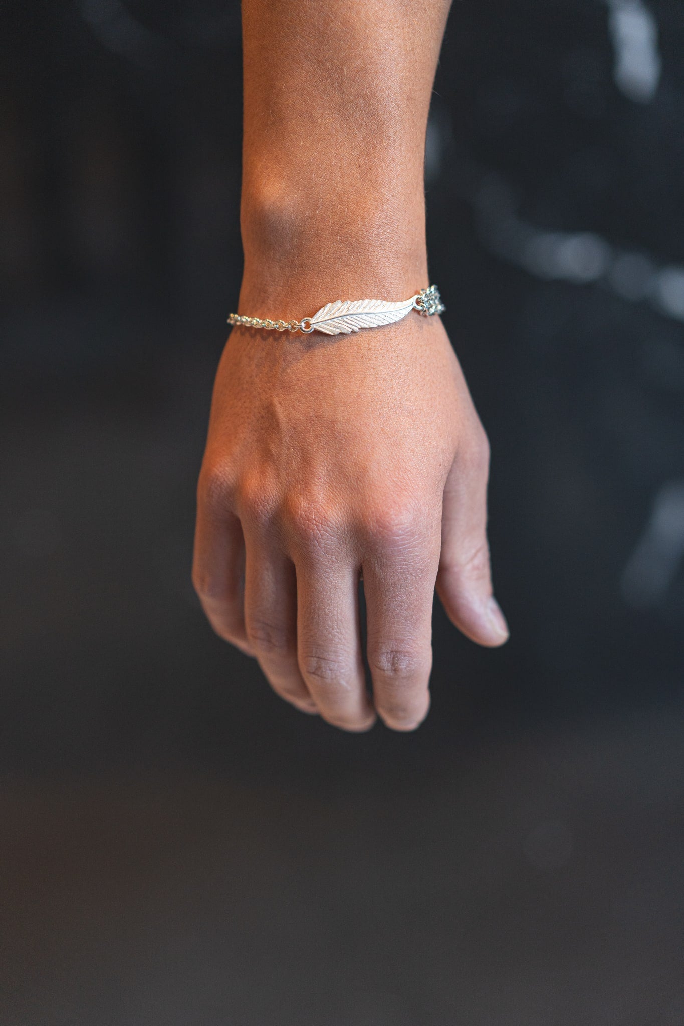 Feder Armband Feliz 925 Sterling Silber - Neun - Siebzig