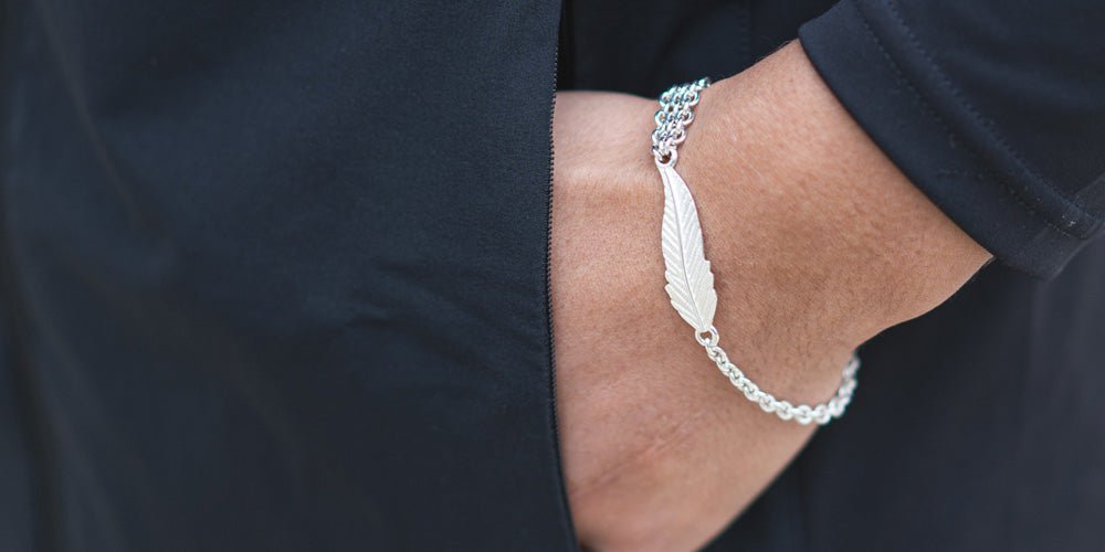 Feder Armband Feliz 925 Sterling Silber - Neun - Siebzig