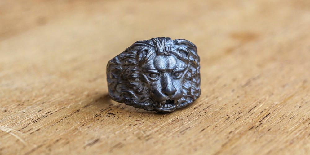Löwen Ring 925 Sterling Silber - Neun - Siebzig