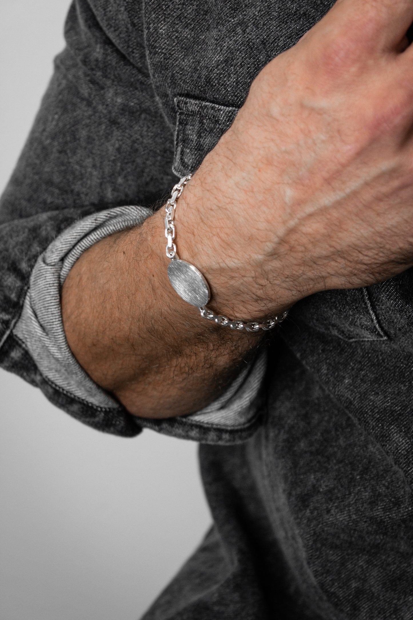 Plaquet Armband (Man) 925 Sterling Silber - Neun - Siebzig