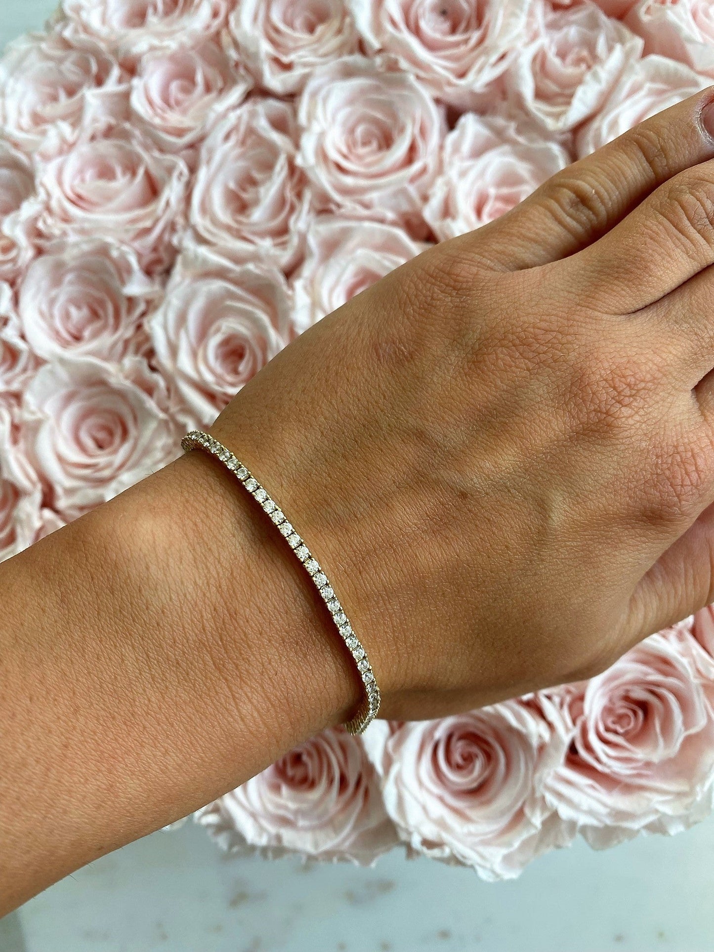 Tennis Gold Iced Out Armband Rund 925 Sterling Silber - Neun - Siebzig