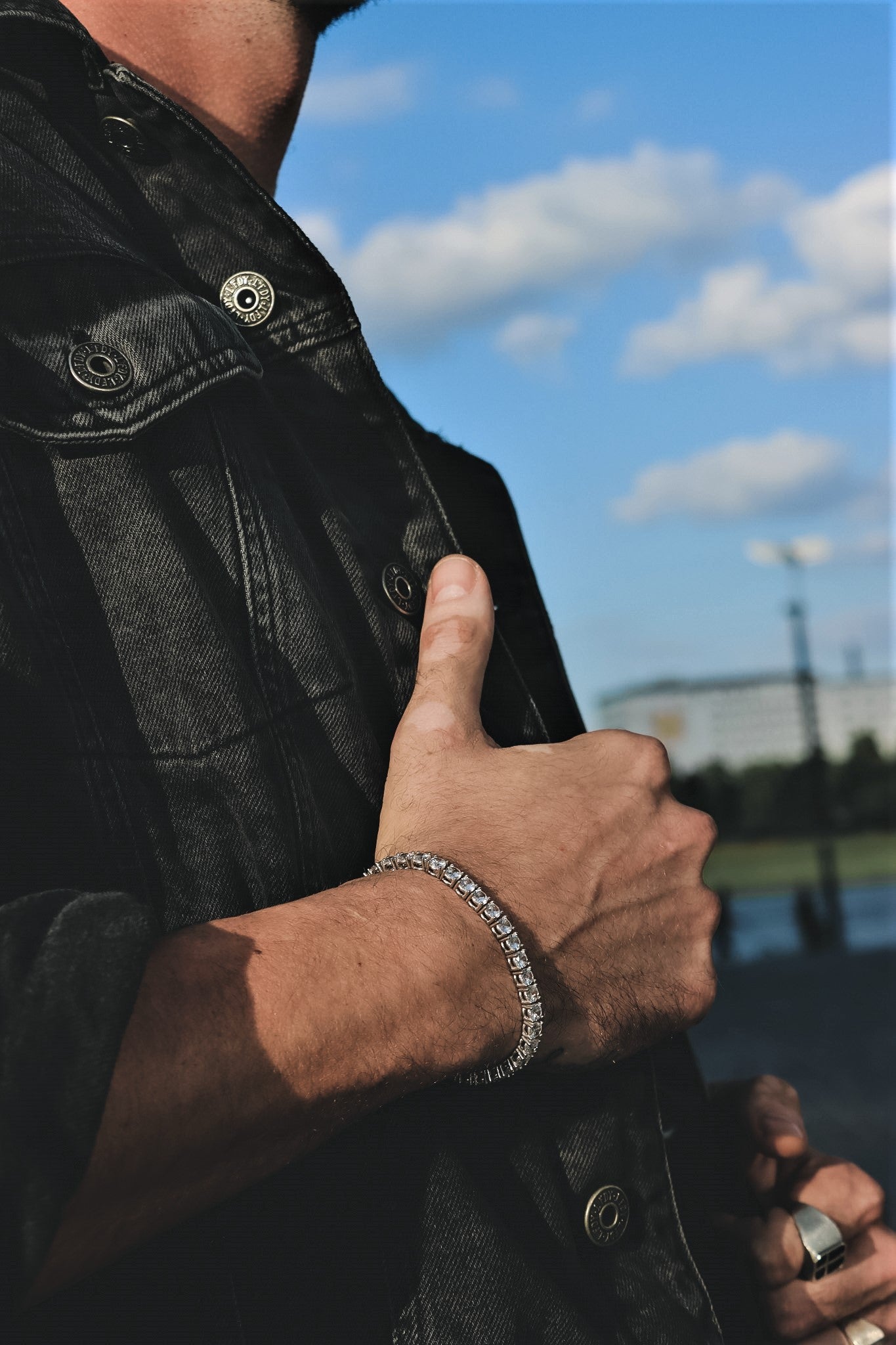 Tennis Iced Out Armband Rund 925 Sterling Silber - Neun - Siebzig