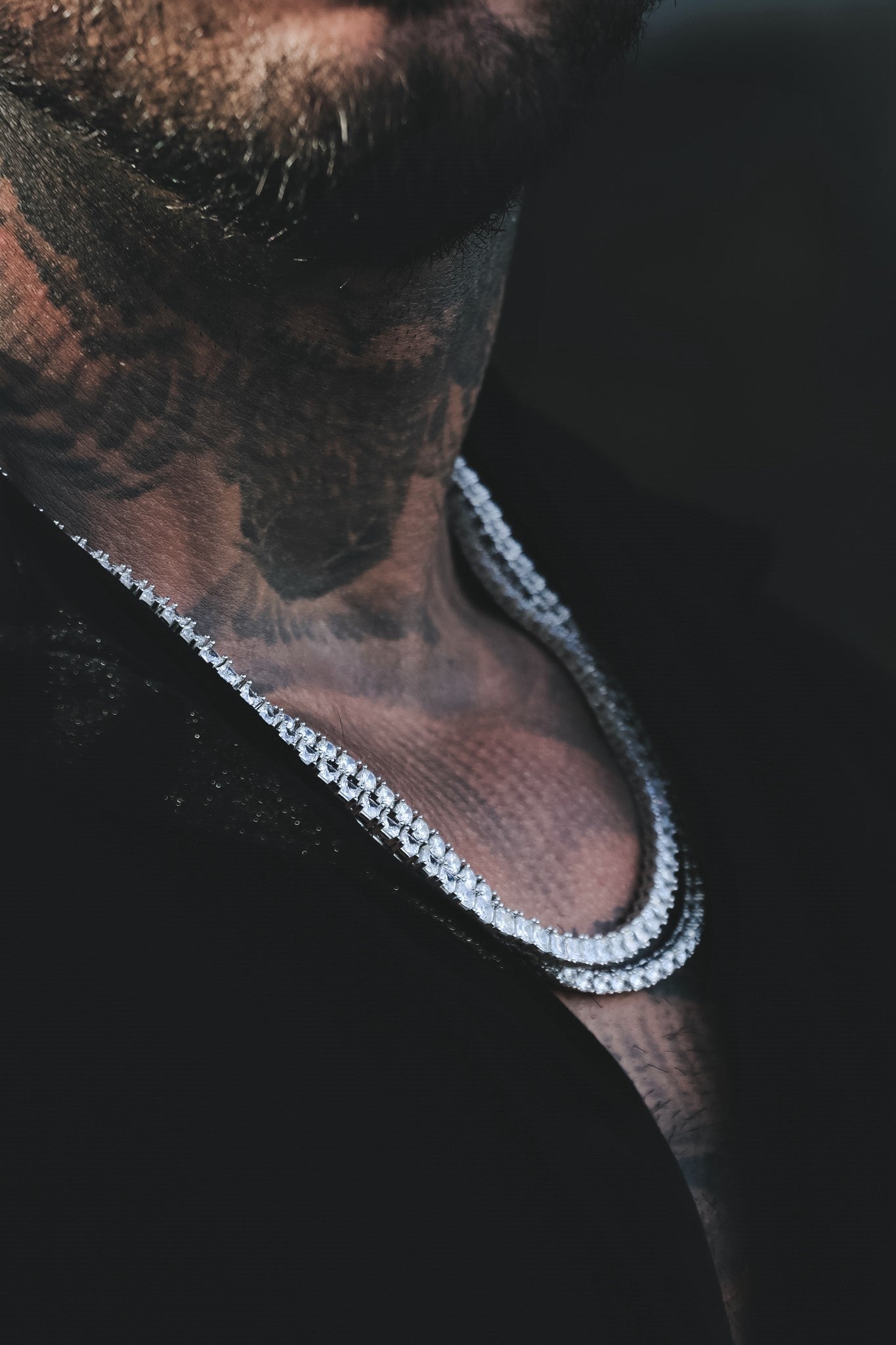 Tennis Iced Out Kette Eckig 925 Sterling Silber - Neun - Siebzig