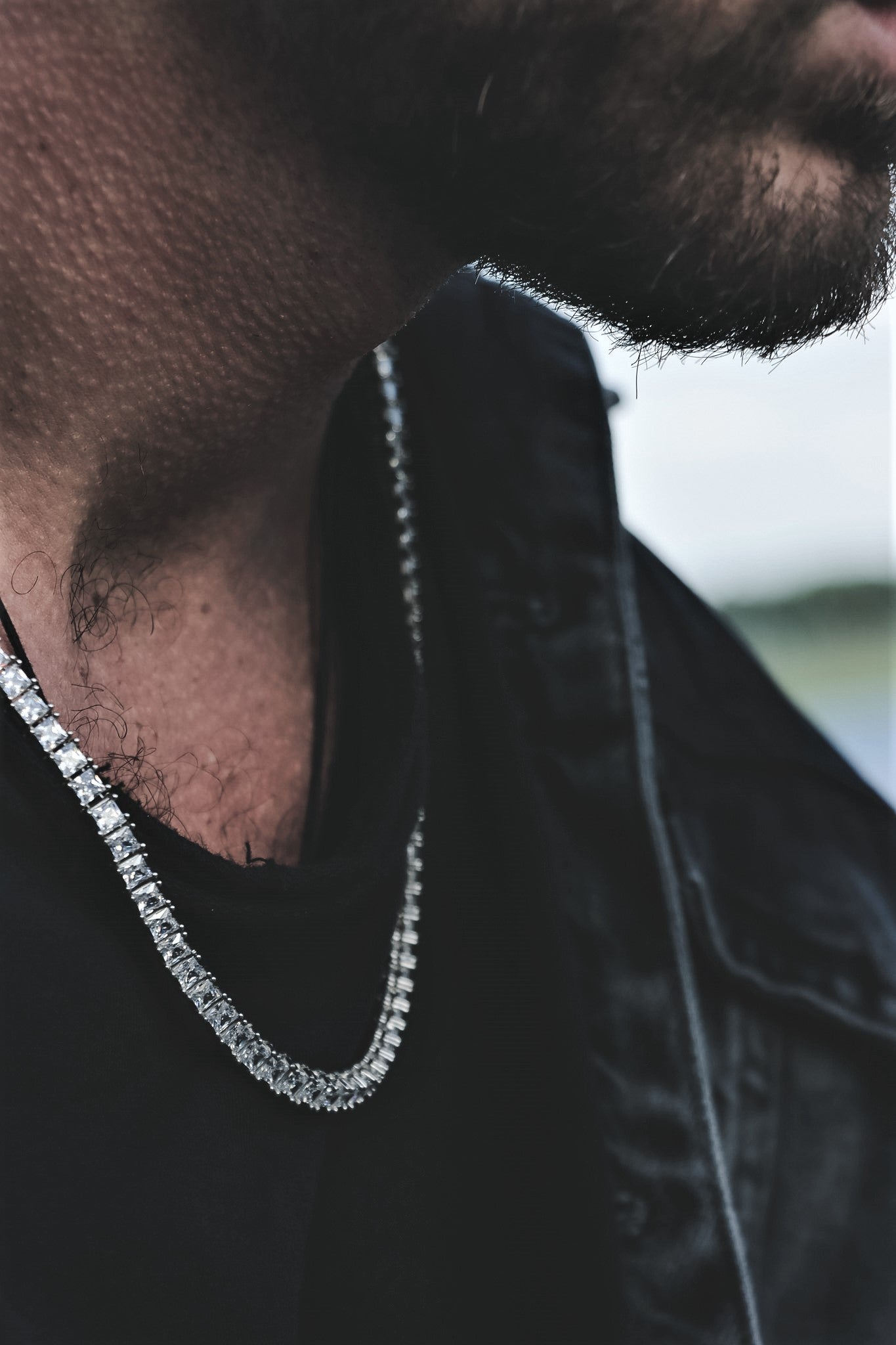 Tennis Iced Out Kette Eckig 925 Sterling Silber - Neun - Siebzig